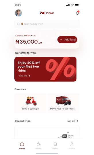 Pickar app dashboard